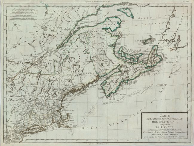Carte de la Partie Septentrionale des Etats Unis, comprenant le Canada, la Nouvelle Ecosse, New Hampshire, Massachuset's Bay, Rhode-Island, Connecticut, New-Yorck, Etat de Vermont, avec partie de Pensilvanie et de New-Jersey
