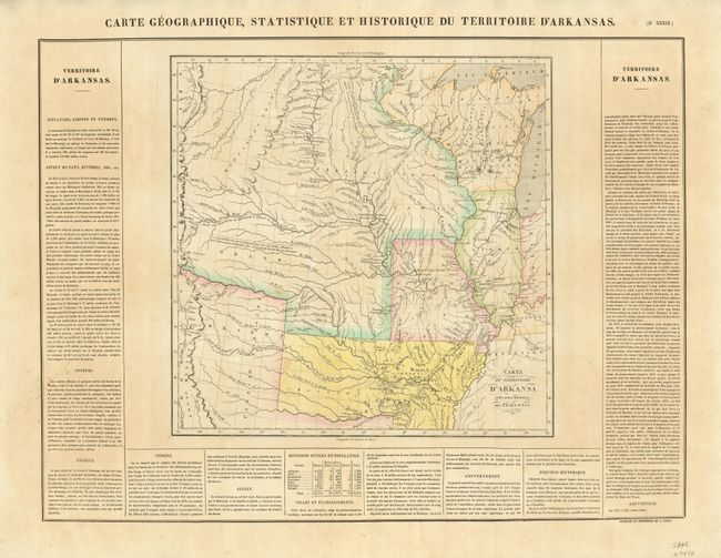 Carte Geographique, Statistique et Historique du Territoire d'Arkansas