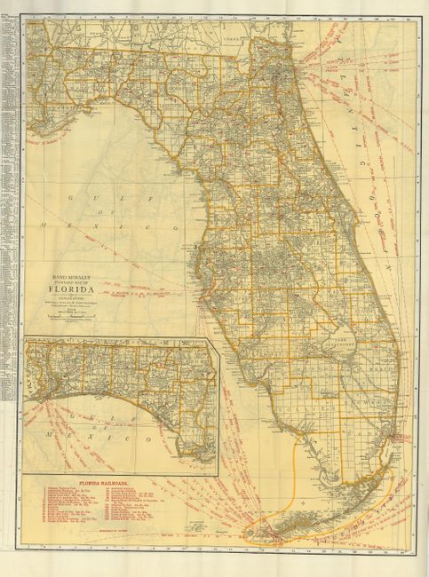 Florida Rand McNally Indexed Pocket Map Tourists' and Shipper's Guide