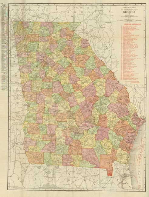 The Rand McNally Indexed County and Railroad Pocket Map and Shipper's Guide of Georgia Showing Railroads, Cities, Towns, Villages, Post Offices, Lakes, Rivers, etc.