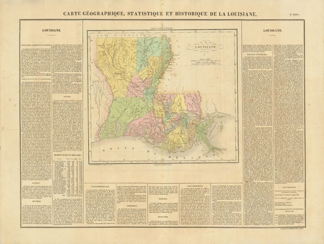 Carte Geographique, Statistique et Historique de la Louisiane