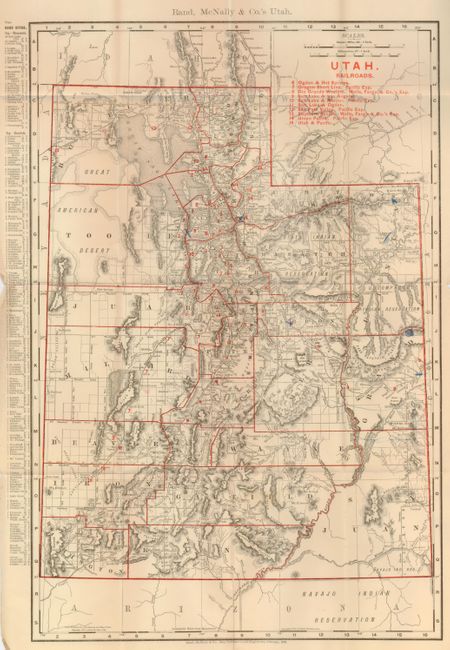 Rand, McNally & Co.'s Indexed County and Township Pocket Map of Utah...Showing in Detail the Entire Railroad System