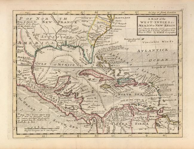A Map of the West-Indies &c. Mexico or New Spain.  Also ye Trade Winds, and ye several Tracts made by ye Galeons and Flota from Place to Place