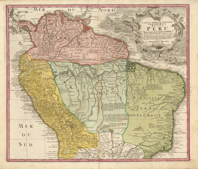 Tabula Americae Specialis Geographica Regni Peru Brasiliae Terrae Firmae & Reg: Amazonum
