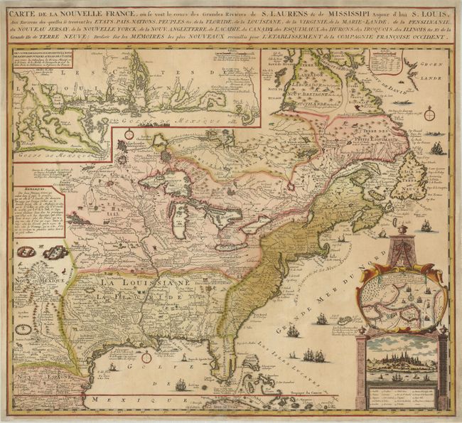 Carte de la Nouvelle France, ou se voit le cours des Grandes Rivieres de S. Laurens & de Mississippi