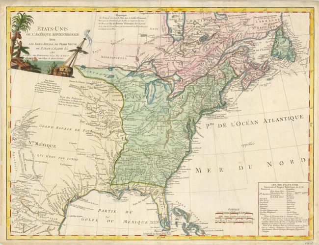 Etats-Unis de l'Amerique Septentrionale avec les Isles Royale, de Terre Neuve de St. Jean, l'Acadie &c