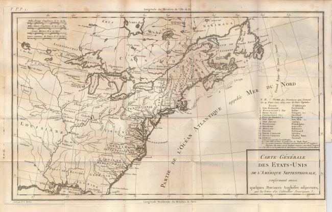 Carte Generale des Etats-Unis de l'Amerique Septentrionale, Renfermant Aussi quelques Provinces Angloises adjacentes