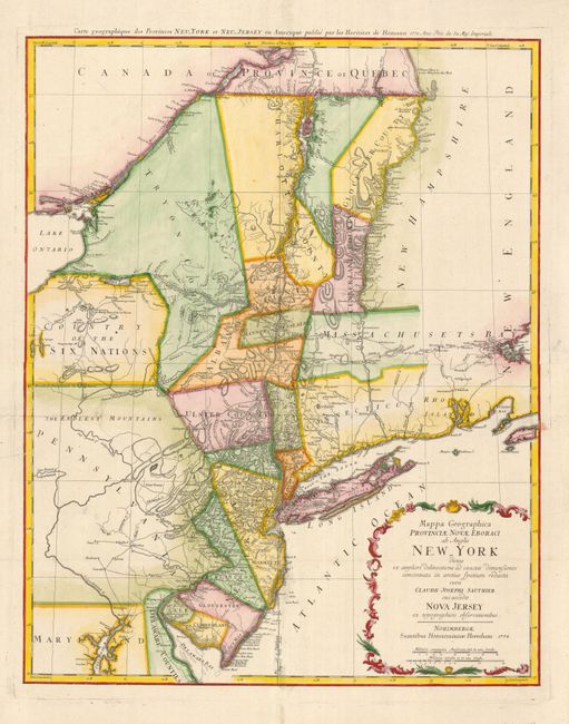Mappa Geographica Provinciae novae Eboraci ab Anglis New-York  Nova Jersey