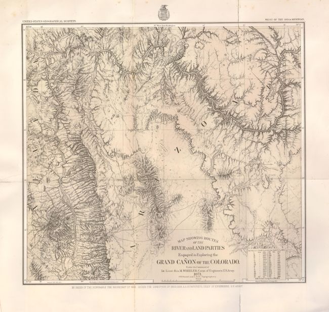 Map Showing Routes of the River and Land Parties Engaged in Exploring the Grand Canon of the Colorado