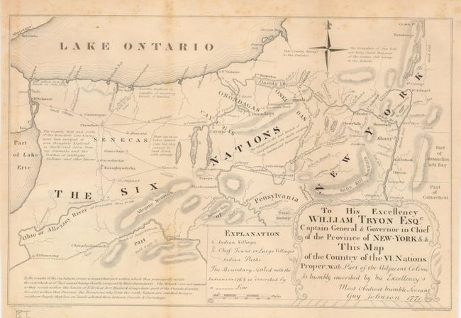 To His Excellency William Tryon Esqr. Captain General & Governor in Chief of the Province of New York & This Map of the Country of the VI Nations Proper, with Part of the Adjacent Colonies