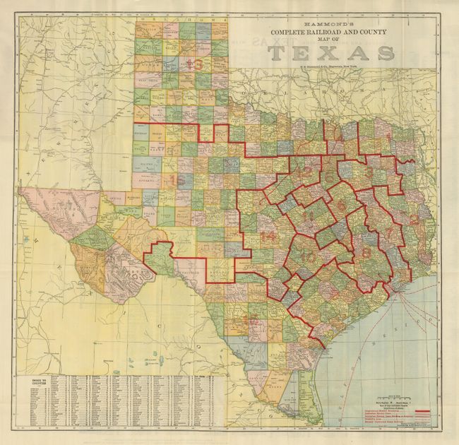 Hammond's Complete Railroad and County Map of Texas