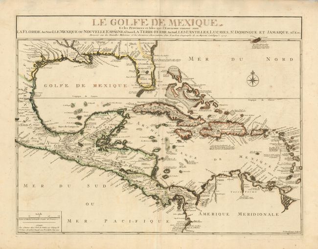 Le Golfe de Mexique, et les Provinces et Isles qui l'Environe comme sont la Floride au Nord, le Mexique ou Nouvelle Espagne a l'Ouest, la Terre-Ferme au Sud, les Is. Antilles, Lucayes, St. Domingue et Jamaique a l'Est