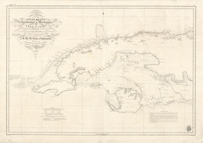 Carta Esferica de una Parte de la Costa Setentrional y Meridional de la Isla de Cuba desde Punta Icacos y Cayo de Piedras hasta el Cabo San Antonio, con la Isla de Pinos y Cayos Adyacentea