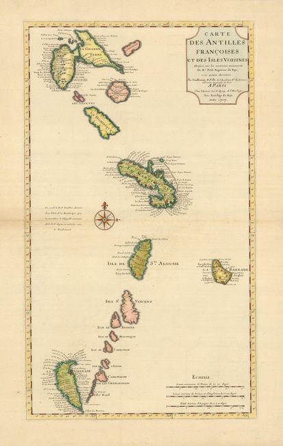 Carte des Antilles Francoises et des Isles Voisines Dresse sur le memoires manuscrits