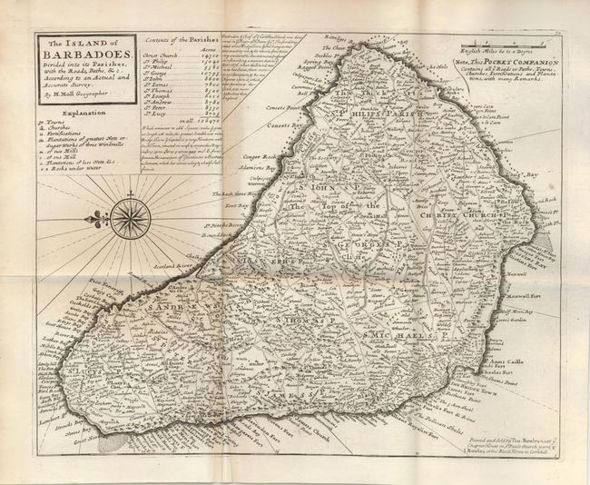 The Island of Barbadoes Divided into its Parishes, with the Roads, Paths, &c.