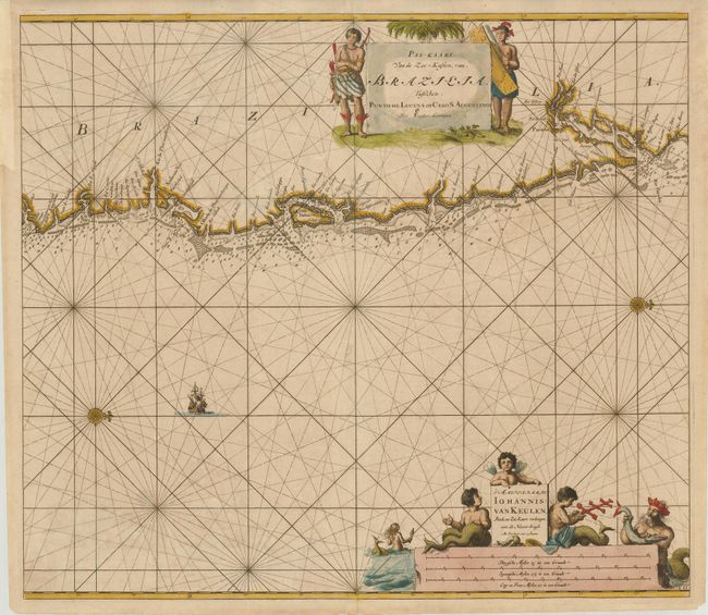 Pas-Kaart, van de Zee-Kusten, van Brazilia, Tusschen, Punto de Lucena en Cabo S. Augustino