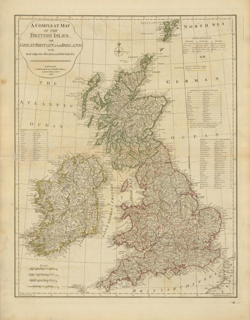A Compleat Map of the British Isles, or Great Britain and Ireland with their Respective Roads and Divisions