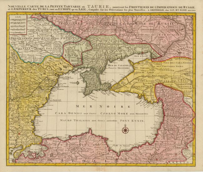Nouvelle Carte de la Petite Tartarie ou Tarie, Montrant les Frontieres de l'Imperatrice de Russie, et l'Empereur des Turcs, tant en Europe qu'en Asie