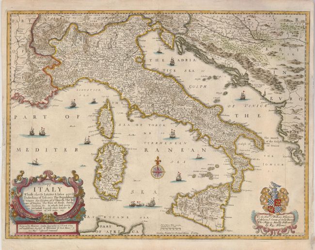A Mapp of Italy Whose Cheife Estates & Isles are ye Dukedome of Toscania