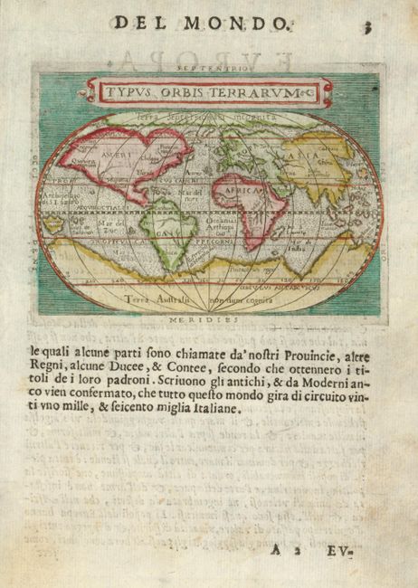 Typus Orbis Terrarum [in set with] Americae Sive Novi Orbis Nova Descriptio [and] Africae Tabula Nova [and] Asiae nova Desc [and] Europa