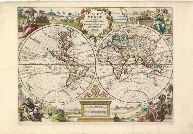 Mappe-Monde, Suivant les Nouvelles Observtions de Messrs. de l'Academie Royale des Sciences, etc. Augmentees de Nouveau