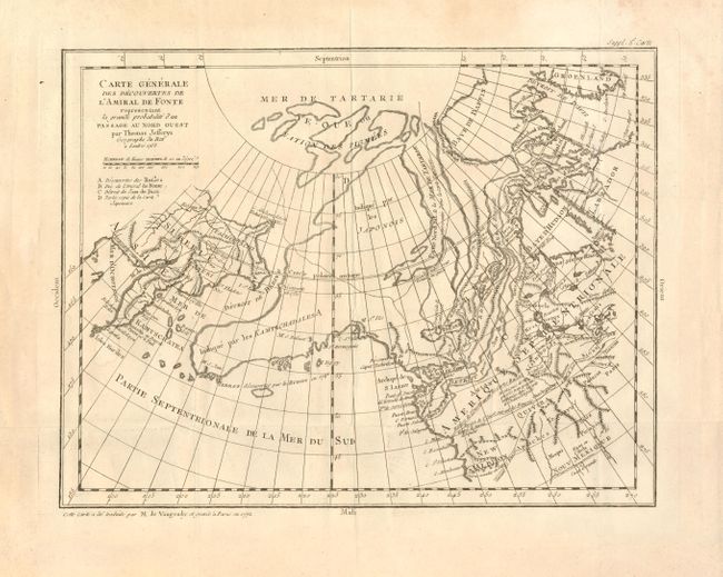 Carte Generale des Decouvertes de l'Amiral de Fonte representant la grande probabilite d'un Passage au Nord Ouest