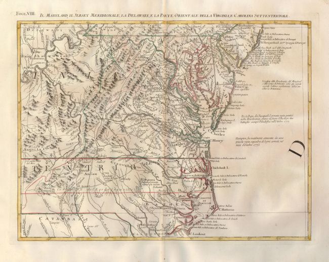 Il Maryland, Il Jersey Meridionale, la Delaware, e la Parte Orientale della Virginia, e Carolina Settentrionale