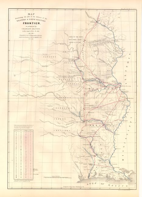 Map Illustrating the Plan of the Defences of the Western & North-Western Frontier, as proposed by Charles Gratiot, in his report of Oct. 31, 1837
