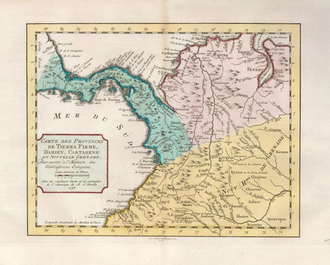 Carte des Provinces de Tierra Firme, Darien, Cartagene et Nouvelle Grenade