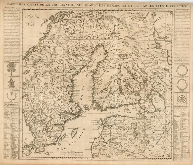 Carte des Estats de la Couronne de Suede avec des Remarques et des Tables Tres Instructives