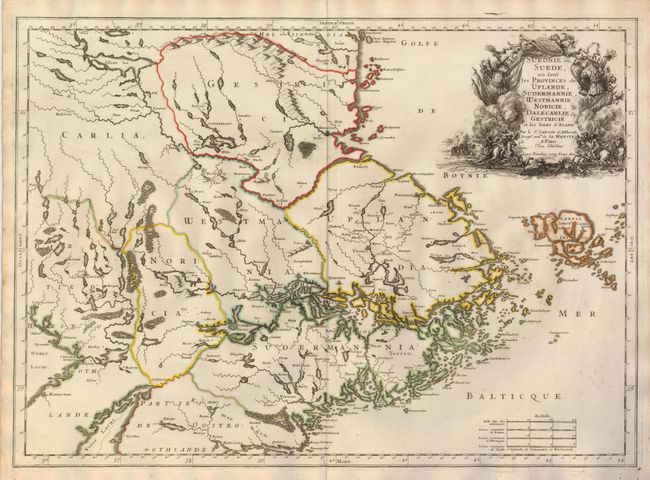 Sueonie ou Suede, ou sont les Provinces de Uplande, Sudermannie, Westmannie Noricie, Dalecarlie, Gestricie et les Isles d'Aland