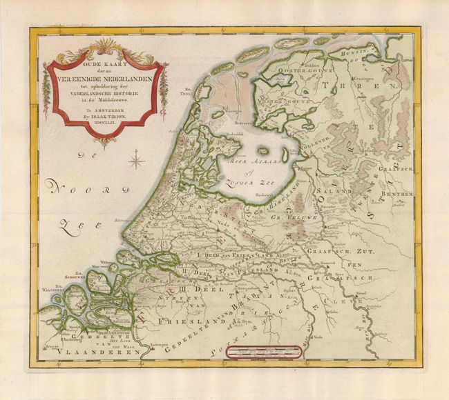 Oude Kaart der nu Vereenigde Nederlanden tot Opheldering der Vaderlansche Historie in de Middeleeuwe