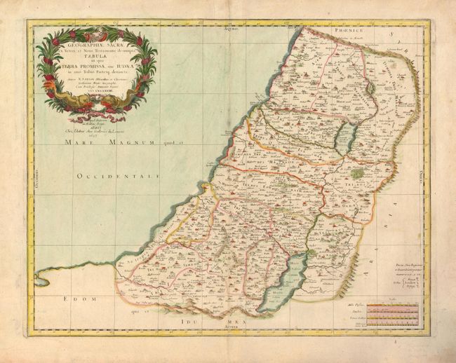 Geographiae Sacrae ex Veteri, et Novo Testamento desumptae Tabula in qua Terra Promissa, sive Iudaea in suas Tribus Partesq' distincta