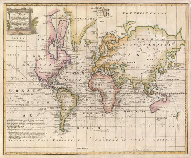 A New & Accurate Chart of the World. Drawn from Authentic Surveys, assisted by the most approved modern Maps & Charts