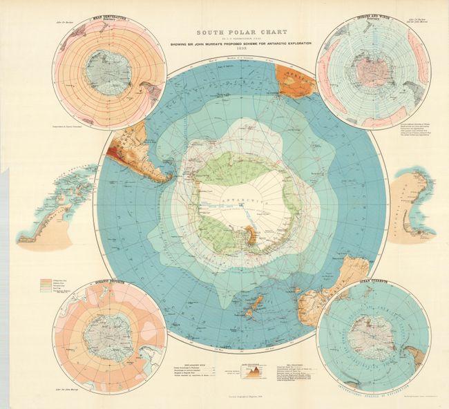 South polar chart by J.G. Bartholomew, F.R.S.E. showing Sir John Murrays proposed scheme for Antarctic exploration