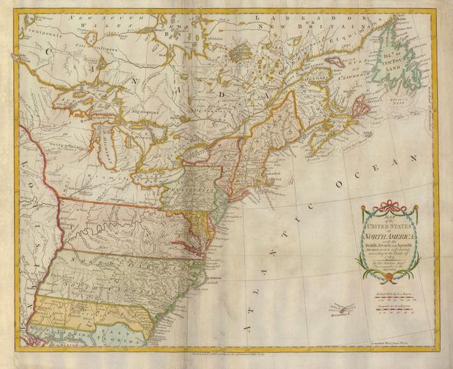 Map of the United States in North America with the British, French and Spanish Dominions adjoining according to the Treaty of 1783