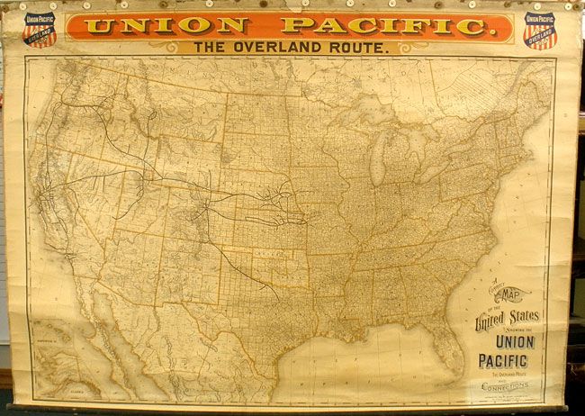 A Correct Map of the United States Showing the Union Pacific Railroad.  The Overland Route and Connections