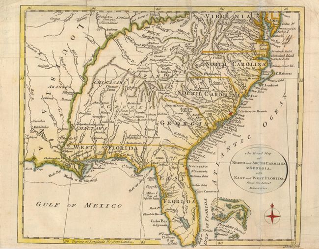 An Exact Map of North and South Carolina, & Georgia, with East and West Florida from the latest Discoveries