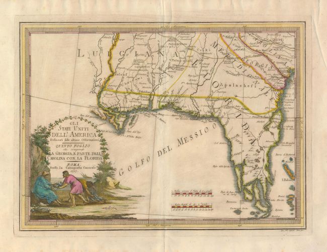 Gli Stati Uniti Dell' America Delineati sulle ultime Osservazioni - Quinto Foglio che comprende la Georgia, e Parte della Carolina con, la Florida