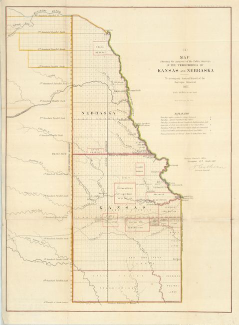 Map Showing the Progress of the Public Surveys in the Territories of Kansas and Nebraska [and] No. 1 Sketch of the Public Surveys in Kansas & Nebraska