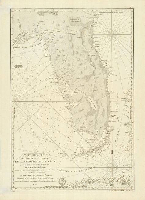 Carte Reduite des Cotes et de l'Interieur de la Presqu'ile de la Floride, avec le Detroit de Cette Presqu'ile et le Canal de Bahama