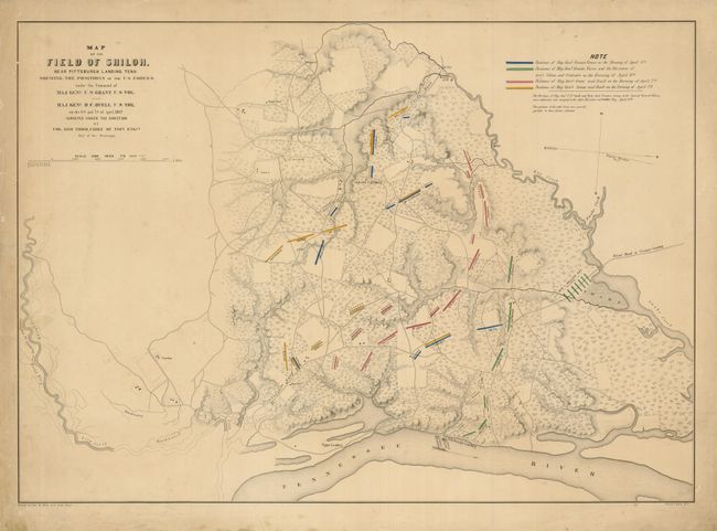 Map of the Field of Shiloh, Near Pittsburgh Landing, Tenn. Shewing the Positions of the U.S. Forces under the Command of Maj. Genl. U.S. Grant U.S. Vol. And Maj. Genl. D.C. Buell, U.S. Vol. On the 6th and 7th of April 1862