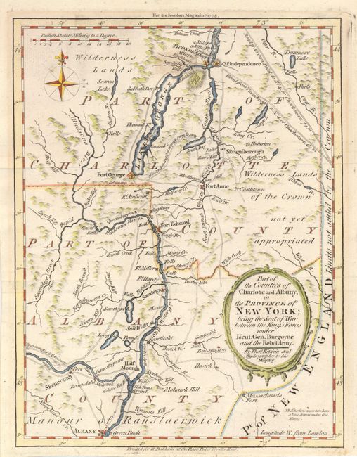 Part of the Counties of Charlotte and Albany, in the Province of New York; being the Seat of War between the King's Forces under Lieut. Gen. Burgoyne and the Rebel Army