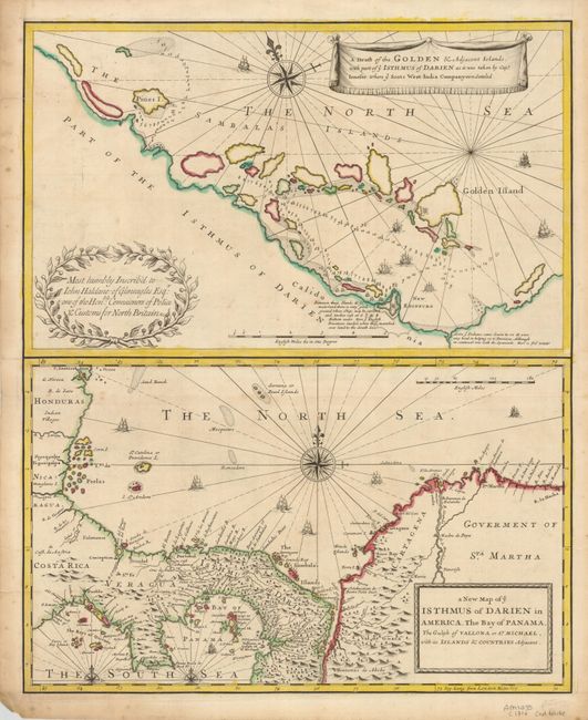 A Draft of the Golden & Adjacent Islands with Part of ye Isthmus of Darien  [on sheet with] A New Map of ye Isthmus of Darien in America, the Bay of Panama 