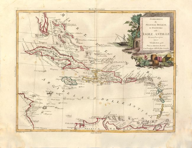 Stabilimenti de Francesi, Inglesi, e Spagnuoli nelle Isole Antille Di nouva Projezione