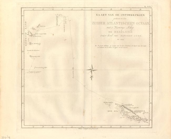 Kaart van de Ontdekkingen gedaan in den Zuider Atlantischen Oceaan. met's Konings Schip de Resolutie onder bevel van Kapitein Cook in 1775