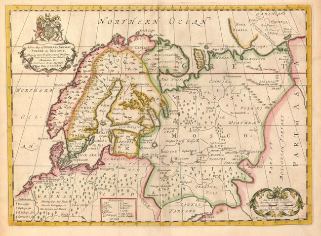A New Map of Denmark, Norway, Sweden, & Moscovy, Shewing their Present General Divisions, Chief, Cities or Towns, Rivers, Mountains &c.