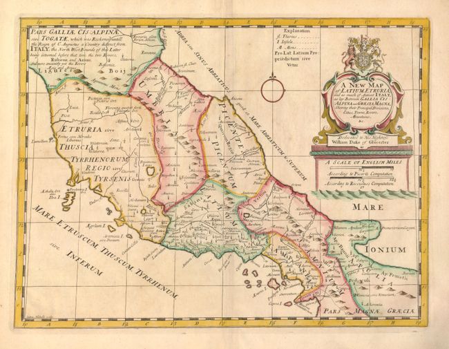A New Map of Latium, Etruria, and as much of Antient Italy, as lay Between Gallia Cisalpina and Graecia Magna, Shewing their Principal Divisions, Cities, Towns, Rivers Mountains &c.