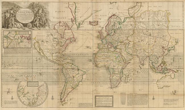 A New & Correct Map of the Whole World Shewing ye Situation of its Principal Parts...With the most Remarkable Tracks of the Bold Attempts which have been made to find out the North East & Northwest Passages