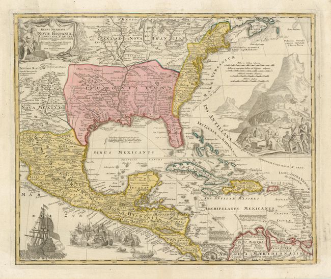 Regni Mexicani seu Novae Hispaniae, Ludovicianae, N. Angliae, Carolinae, Virginiae, et Pensylvaniae nec non Insularum Archipelagi Mexicani in America Septentrionali Accurata Tabula